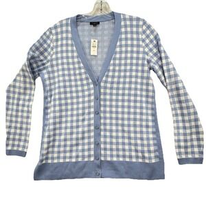 New $99 Talbots Girlfriend Cardigan Women's PS Small Petite Gingham Preppy